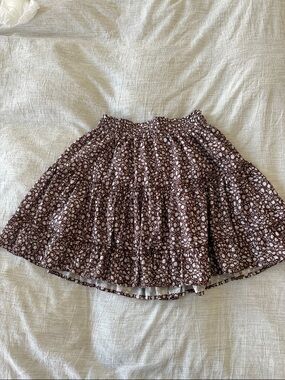 Women’s Brown Floral Tiered Skirt